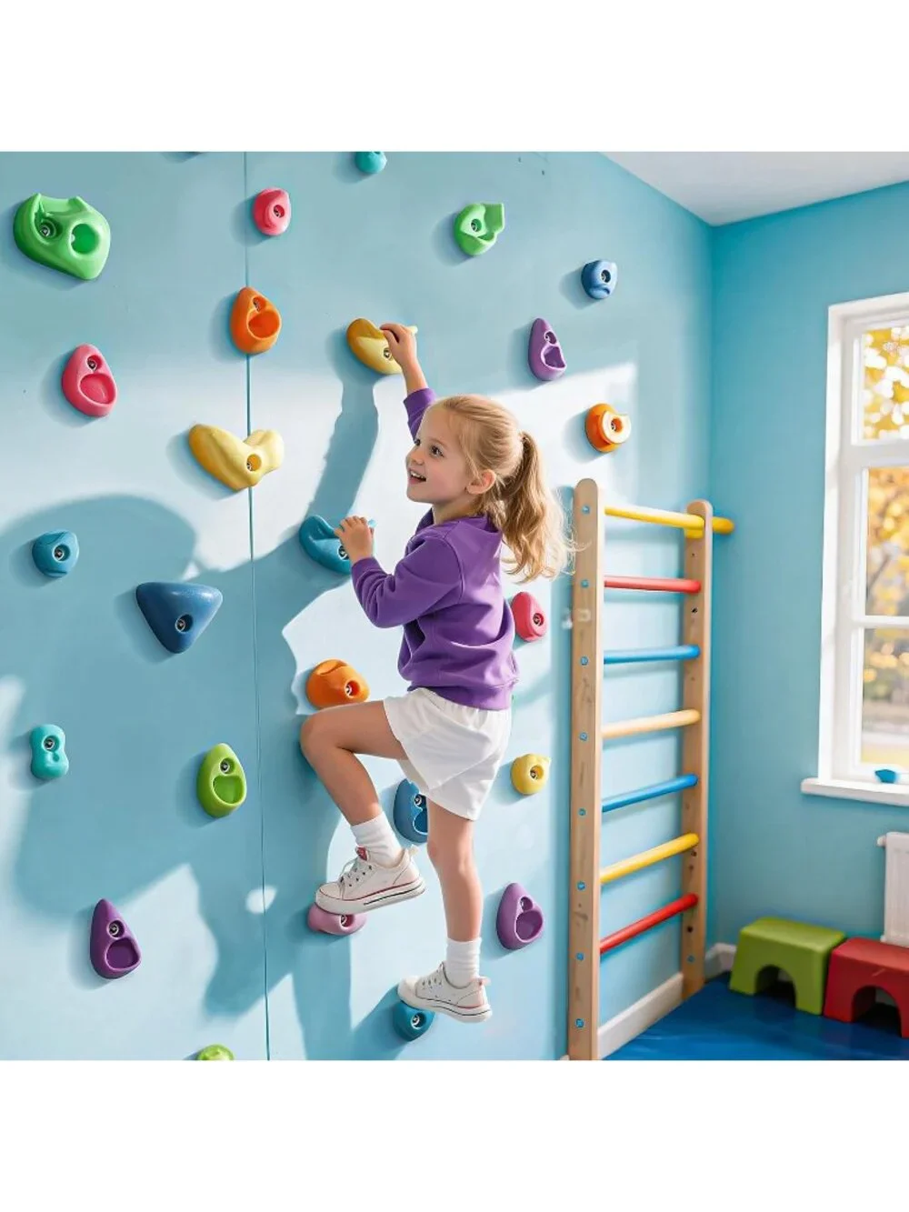 New 32Pcs Rock Climbing Holds, Multi Size Climbing Wall Grips for Kids Adults